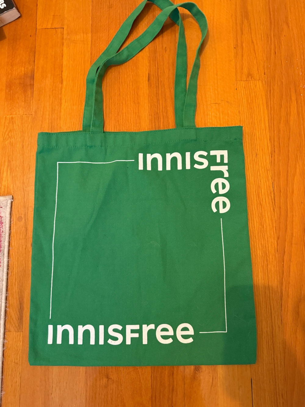 Innisfree Green Canvas Tote Bag with White Logo